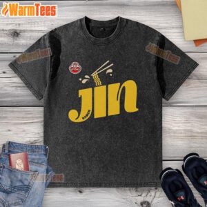 Nice Jin Ramen washed t-shirt featuring a vibrant ramen graphic, perfect for food lovers and casual wear enthusiasts.