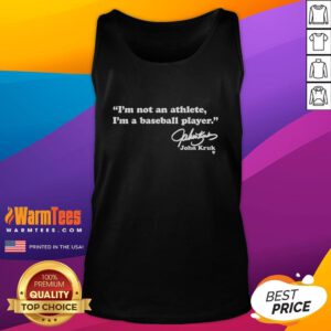 John Kruk tank top featuring 'I'm not an athlete, I'm a baseball player' slogan, perfect for baseball fans and casual wear.