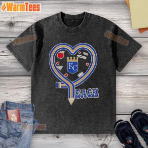 Nice Kansas City Royals Love Teaching Heart Pencil T-Shirt in washed style, perfect for fans and educators alike.