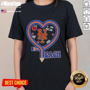 Nice New York Mets Teach Love Teaching Ladies Tee in vibrant blue, perfect for passionate Mets fans and educators alike.