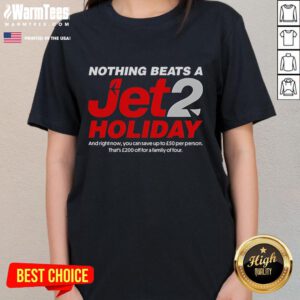 Alt Text: Stylish ladies tee featuring Nothing Beats A Jet2 Holiday slogan, perfect for summer travel and vacation vibes.