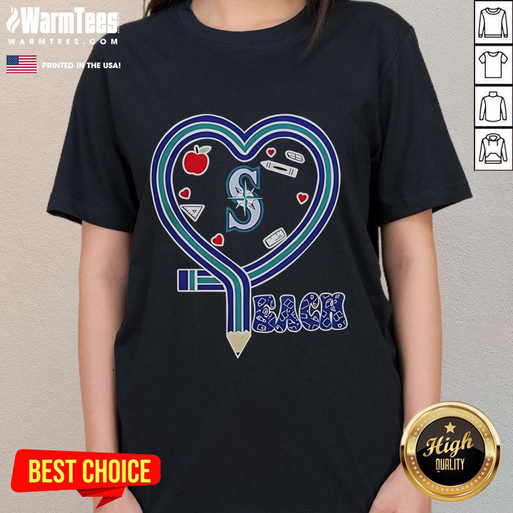 Seattle Mariners baseball ladies tee featuring 'Love Teaching' design, perfect for fans and educators in 2025.