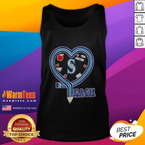Seattle Mariners baseball tank top with 'Love Teaching Heart' design, perfect for fans in 2025. Stylish and comfortable.