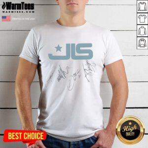 Nice Signed JLS Signature Logo T-Shirt featuring a bold logo design, perfect for fans and collectors of JLS merchandise.