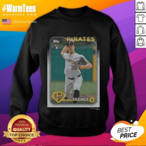 Alt Text: Official 2024 Topps Baseball Paul Skenes Pirates sweatshirt featuring team colors and logo, perfect for fans.