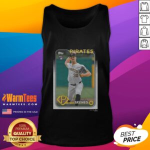 Official 2024 Topps Baseball Paul Skenes Pirates tank top featuring vibrant team colors and player graphics.
