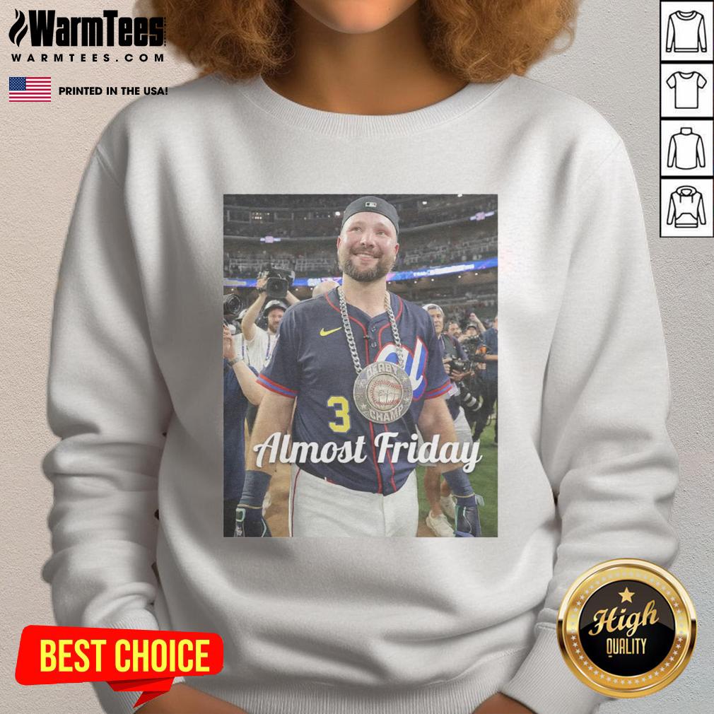 Official Almost Friday Raleigh Homerun Derby Sweatshirt featuring vibrant design and cozy fit for fans and athletes.