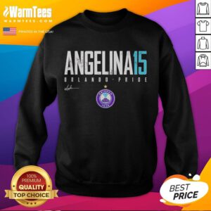 Official Angelina 15 Orlando Pride Elite Sweatshirt showcasing vibrant colors and stylish design for proud fans.