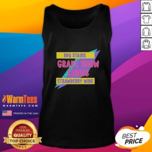Official BBQ Stains Grape Snow Cones Strawberry Wine Tank Top featuring vibrant graphics and a stylish design for summer wear.