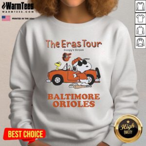 Official Baltimore Orioles The Eras Tour Snoopy sweatshirt featuring vibrant graphics and comfortable fit for fans.