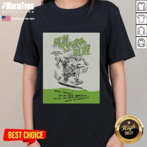 Official Blink-182 Run Travis Run Hit Pavement Tour 2025 ladies tee featuring vibrant graphic design and stylish fit.