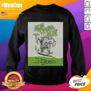 Official Blink-182 Run Travis Run Hit Pavement Tour 2025 sweatshirt featuring vibrant tour design and logo.