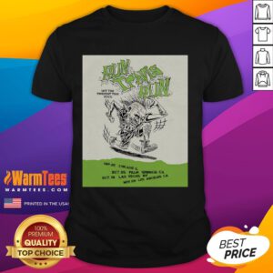 Alt Text: Official Blink-182 Run Travis Run Hit Pavement Tour 2025 T-Shirt featuring vibrant graphics and tour details.