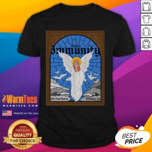 Alt Text: Official Clairo Immunity Angel Stained Glass T-Shirt featuring vibrant angel artwork and a stylish design.