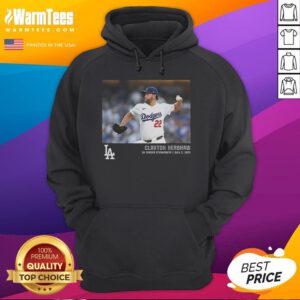 Official Clayton Kershaw Los Angeles Dodgers hoodie celebrating 3K career strikeouts with unique micro moments design.