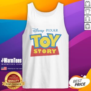 Official Disney Pixar Toy Story logo tank top featuring vibrant colors and iconic characters, perfect for fans.