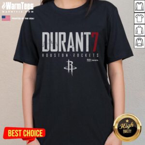 Official Durant 7 Houston Rockets 500 Level NBPA Ladies Tee showcasing stylish design for female basketball fans.