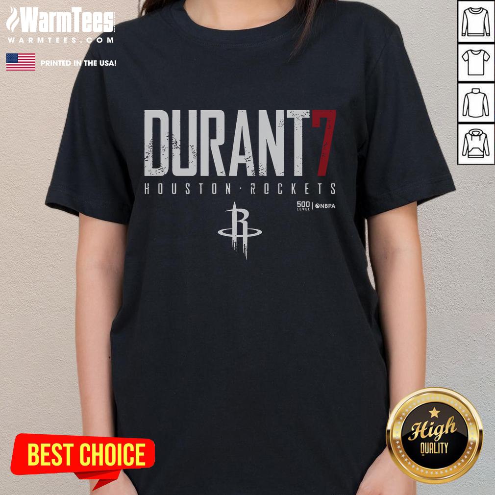 Official Durant 7 Houston Rockets 500 Level NBPA Ladies Tee showcasing stylish design for female basketball fans.