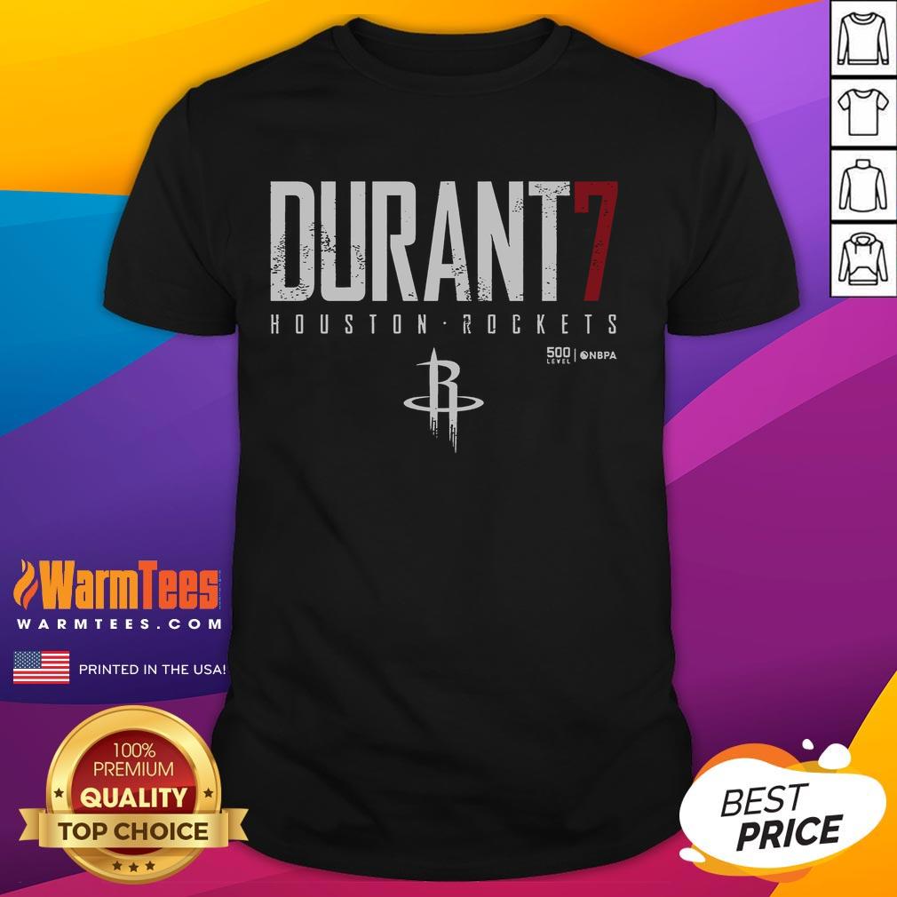 Official Durant 7 Houston Rockets 500 Level NBPA T-Shirt featuring vibrant team colors and stylish design for fans.