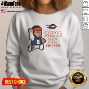 Official Game On Caleb Williams Chicago Bears 8-bit sweatshirt featuring vibrant graphics and team colors.