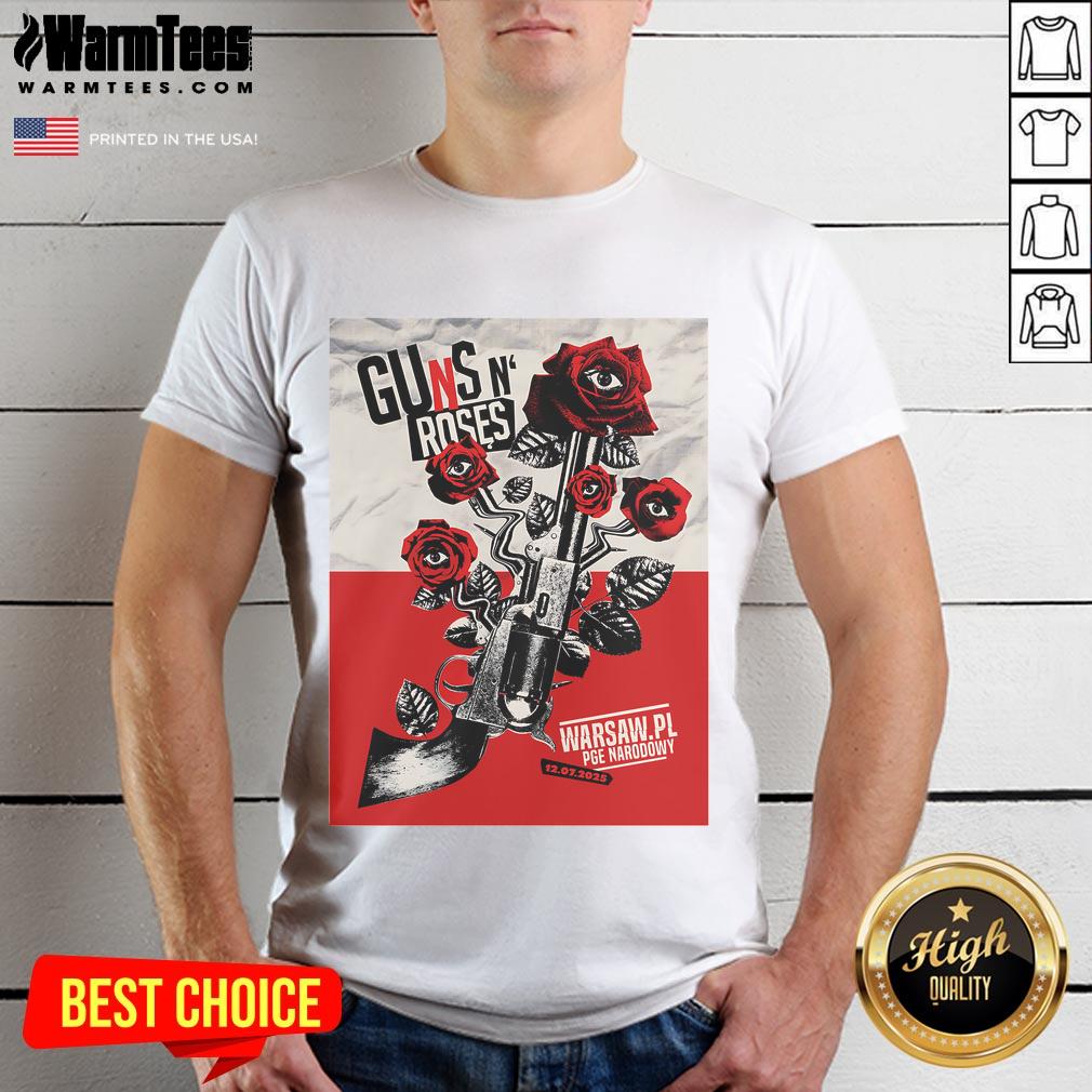 Alt Text: Official Guns N' Roses Warsaw July 12 2025 Eyes T-Shirt featuring iconic band logo and vibrant design.