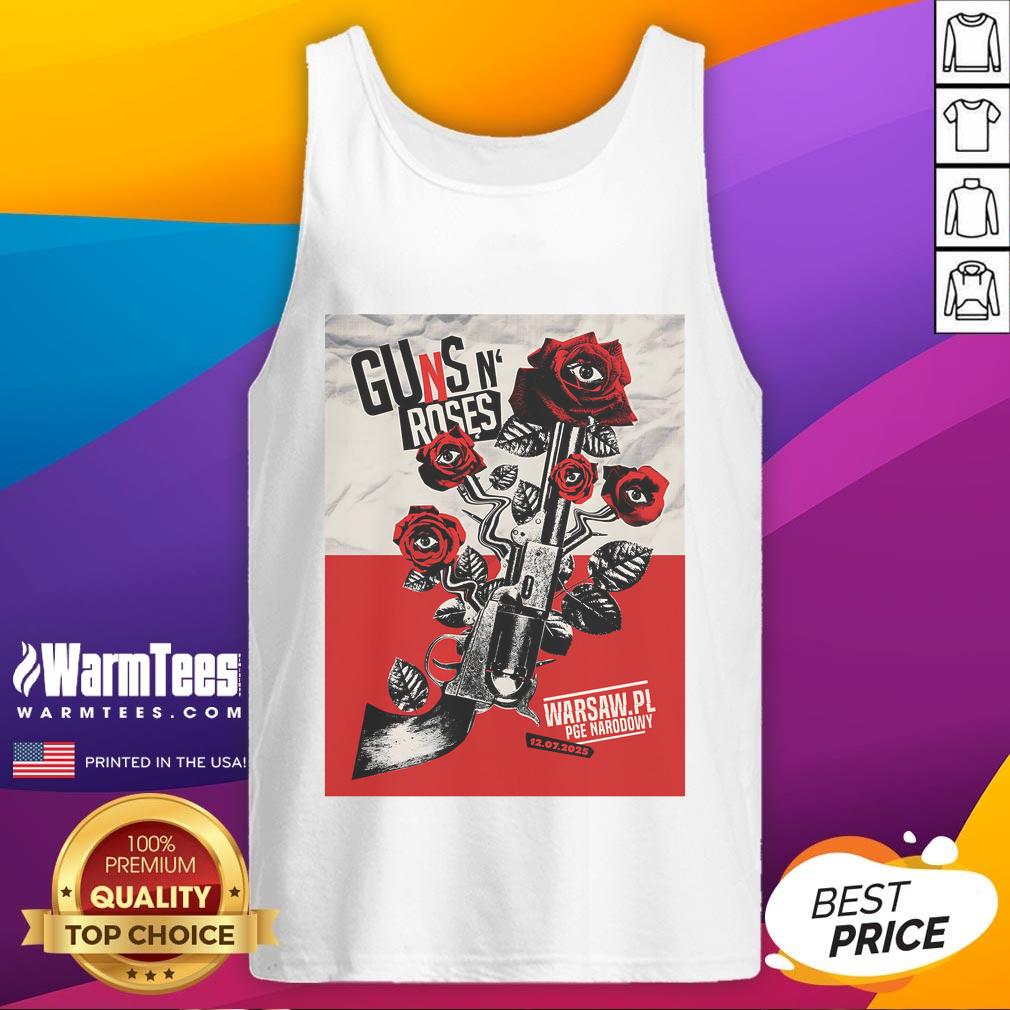 Alt Text: Official Guns N' Roses concert in Warsaw, PL on July 12, 2025, featuring a stylish eyes tank top design.