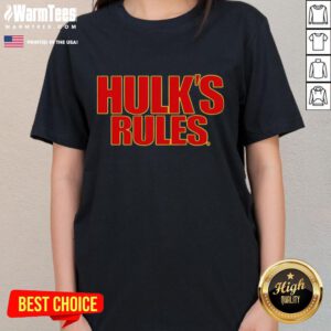Official Hulk's Rules Hulk Hogan Ladies Tee featuring a stylish design for wrestling fans, perfect for casual wear.