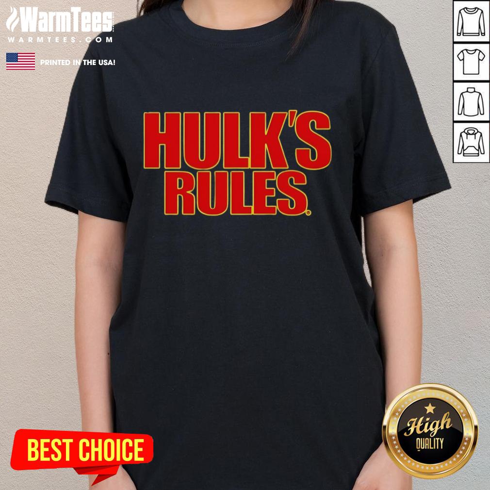 Official Hulk's Rules Hulk Hogan Ladies Tee featuring a stylish design for wrestling fans, perfect for casual wear.