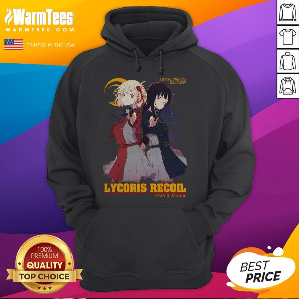 Alt Text: Official LycoReco Lycoris Recoil hoodie featuring vibrant design and stylish fit, perfect for fans of the anime series.