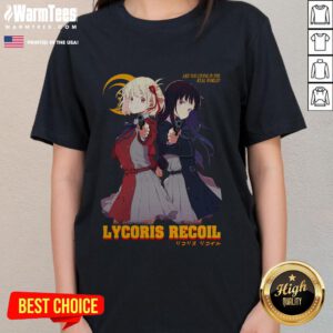 Official LycoReco Lycoris Recoil Ladies Tee featuring vibrant design and comfortable fit for anime fans.