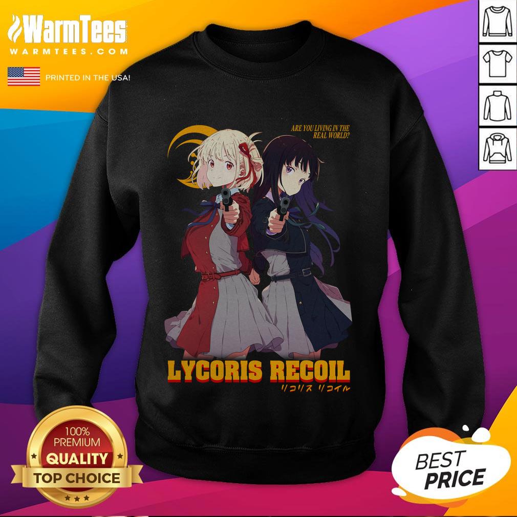 Official LycoReco Lycoris Recoil sweatshirt featuring vibrant graphics and comfortable fit for anime fans.