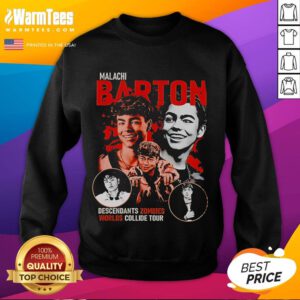 Official Malachi Barton Descendants Zombies Worlds Collide Tour Disney Sweatshirt featuring vibrant graphics and cozy design.