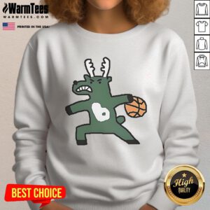 Official Milwaukee Bucks NBA basketball dribbling sweatshirt showcasing team logo and stylish design for fans.