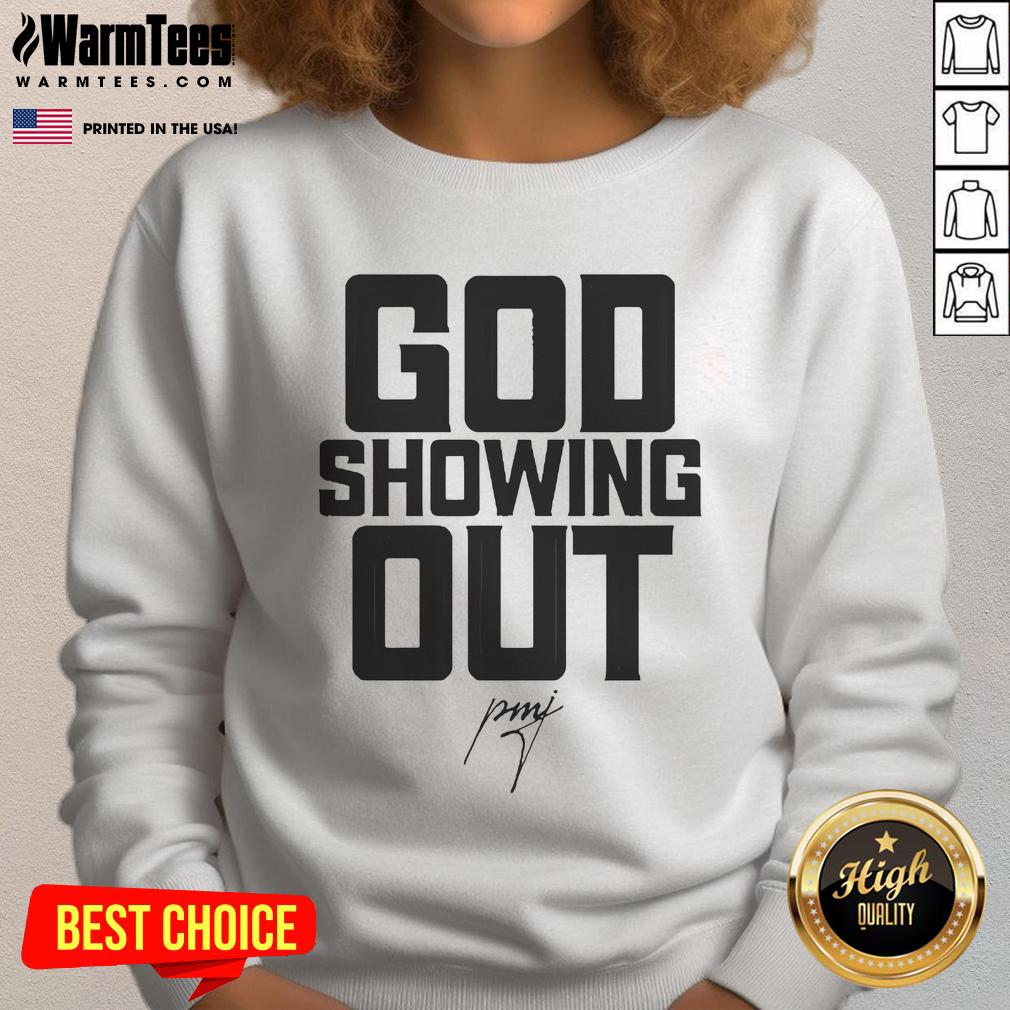 Official Pastor Mike Jr. God Showing Out Sweatshirt featuring bold design and vibrant colors for faith-inspired fashion.