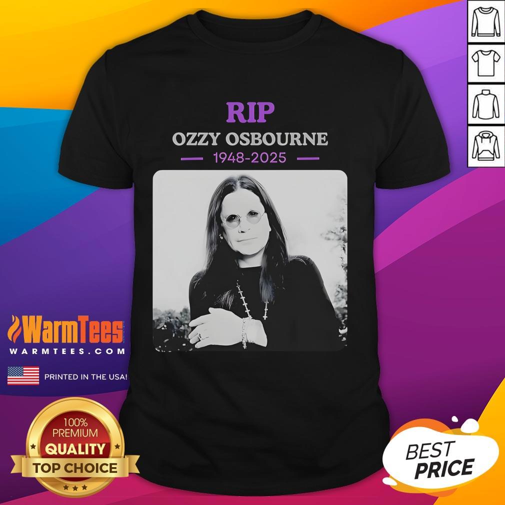 Official Rip Ozzy Osbourne Rest In Power 1948-2025 T-Shirt featuring a tribute design for the legendary rock icon.