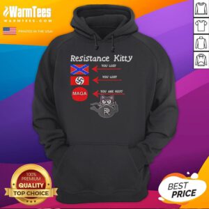 Official Resistance Kitty hoodie featuring 'You Lost, You Lost, You're Next' in bold text, perfect for statement fashion.