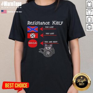Official Resistance Kitty 'You Lost, You're Next' Ladies Tee featuring a bold graphic design for stylish activism.