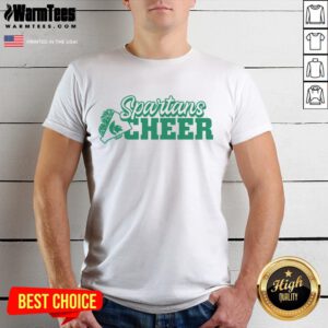 Official Spartans Cheer Block T-Shirt featuring bold team colors and logo, perfect for showing support at events.