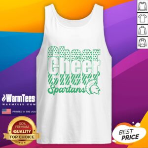 Official Spartans Cheer Cheer Cheer Tank Top featuring vibrant team colors and logo, perfect for game day spirit.