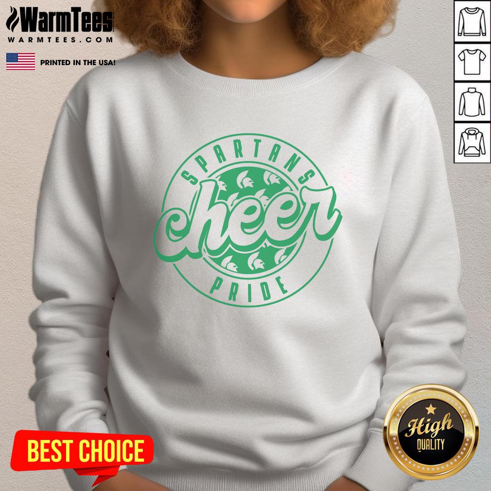 Official Spartans Cheer Circle Sweatshirt featuring a bold design and vibrant colors, perfect for fans and cheerleaders.