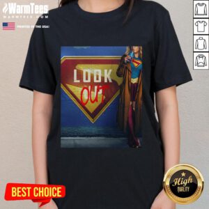 Official Supergirl Look Out June 26, 2026 movie tee designed by James Gunn, featuring vibrant graphics and stylish fit.