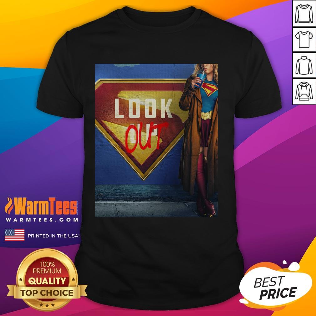 Official Supergirl Look Out June 26 2026 Movie T-Shirt featuring vibrant design by James Gunn, perfect for fans.