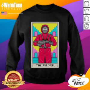 Official Soldier Squid Game Tarot Card Sweatshirt featuring unique design and vibrant colors for fans of the series.
