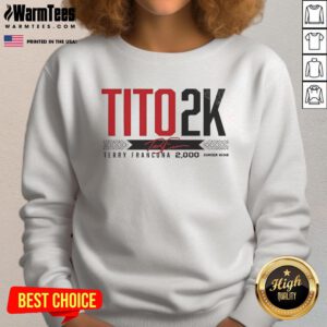 Alt Text: Official Tito 2K Terry Francona 2000 Wins Signature Sweatshirt, showcasing a commemorative design for fans.