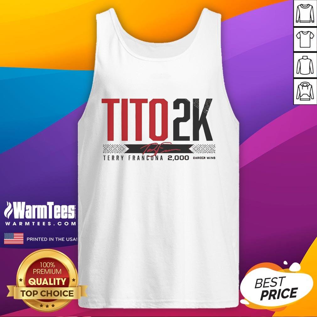 Official Tito 2K Terry Francona 2000 Wins Signature Tank Top featuring iconic design for baseball fans.