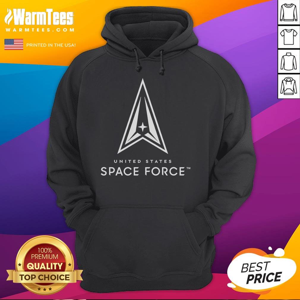 Alt Text: Official USSF United States Space Force Always Above hoodie featuring logo and stylish design in navy blue.