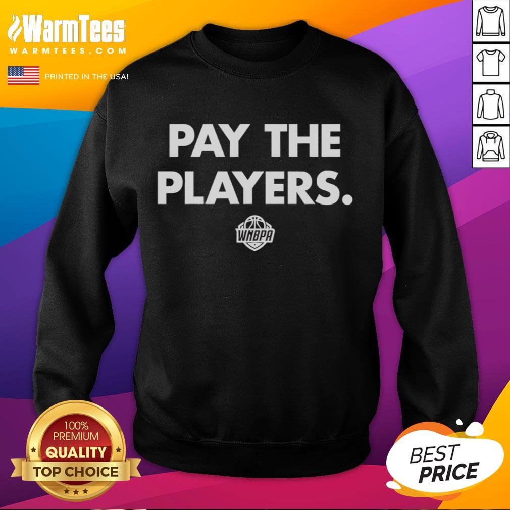 Official WNBPA Pay the Players sweatshirt in black showcasing the bold logo, promoting women's basketball advocacy.