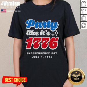 Celebrate Independence Day in style with the 'Party Like It's 1776' Fourth of July ladies tee, featuring patriotic design.