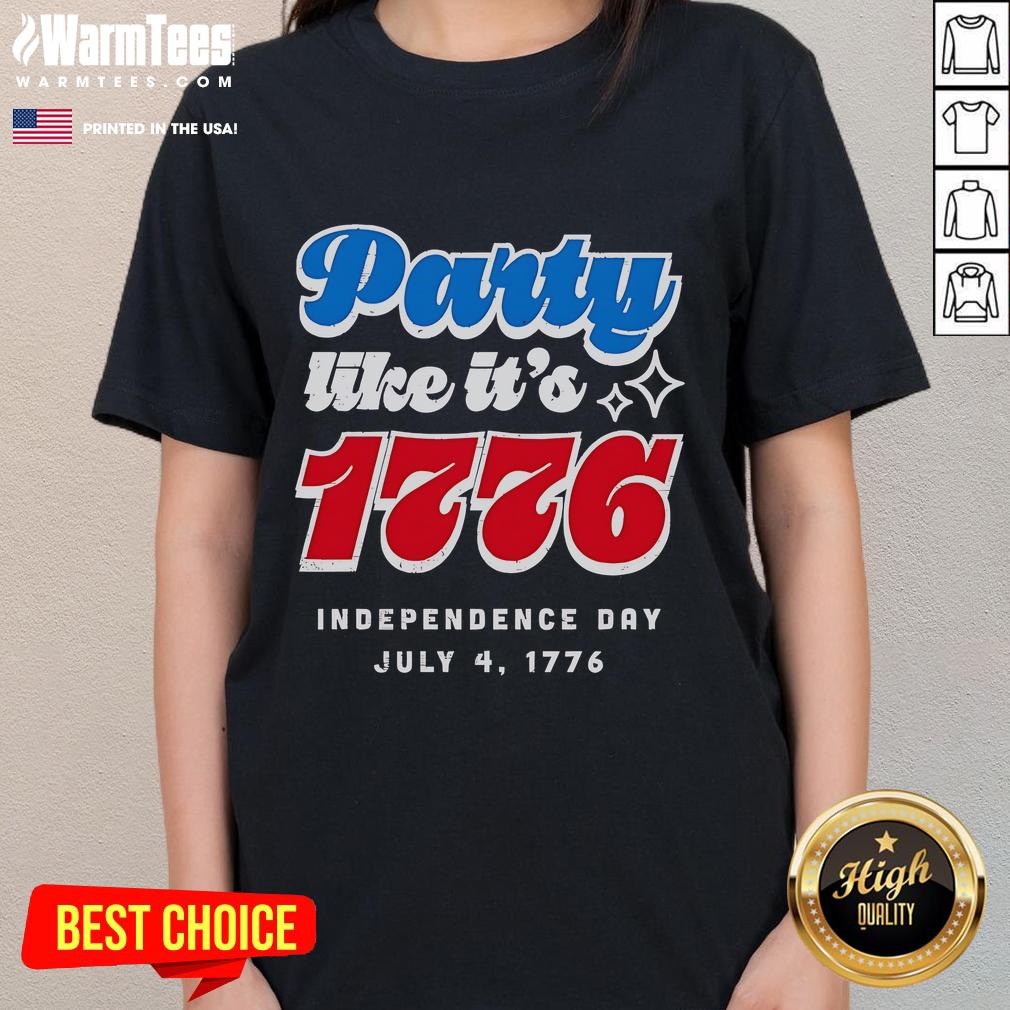 Celebrate Independence Day in style with the 'Party Like It's 1776' Fourth of July ladies tee, featuring patriotic design.