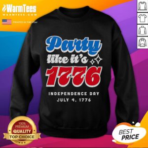Cozy Party Like It's 1776 sweatshirt for Fourth of July celebrations, featuring patriotic design and festive colors.